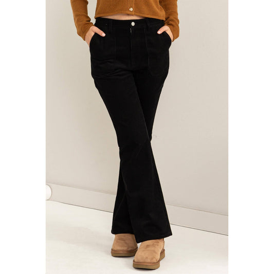 Corduroy Flare Pants - BLACK